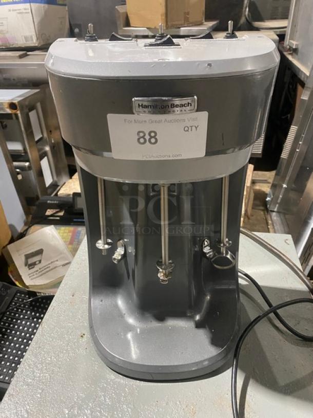 Hamilton Beach Commercial Heavy-Duty Electric Powered Countertop Triple-Spindle Drink Mixer Machine! On Legs! - Image 1 of 7