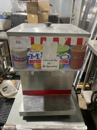 APW/Wyott Rita's Misto Style Commercial Stainless Steel Electric Powered Countertop Double Refrigerated Beverage/Shake Dispenser Machine! With 2 Hoppers! With Removable Drip Tray! On Legs!