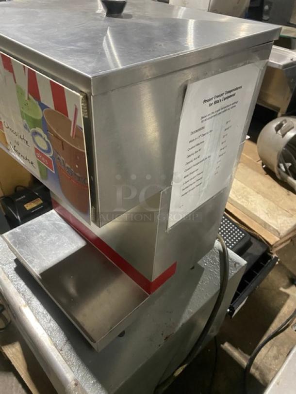APW/Wyott Rita's Misto Style Commercial Stainless Steel Electric Powered Countertop Double Refrigerated Beverage/Shake Dispenser Machine! With 2 Hoppers! With Removable Drip Tray! On Legs! - Image 2 of 9