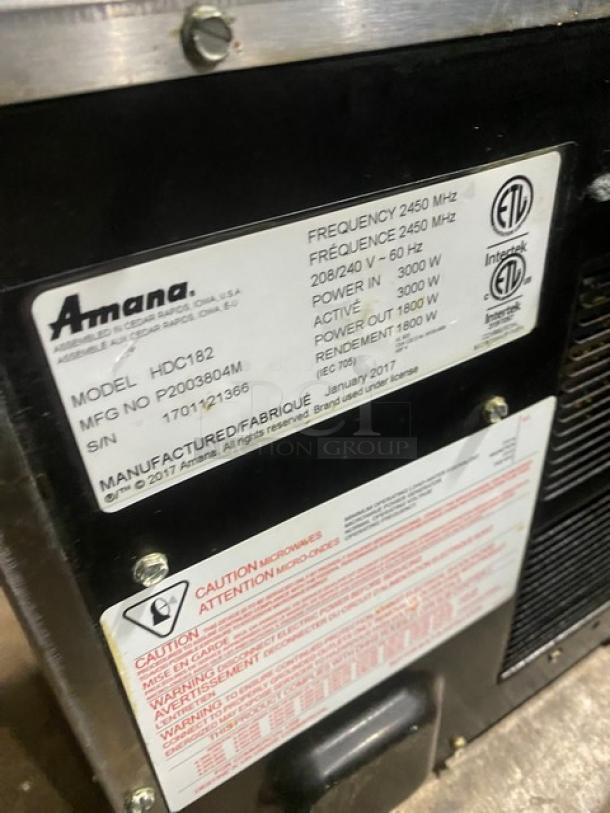 Amana Commercial Stainless Steel Electric Powered Stackable Countertop Heavy Duty Microwave Oven! With One-Touch Programable Controls! Model: HDC182 SN: 1701121366! 208/240V! On Legs! - Image 5 of 8