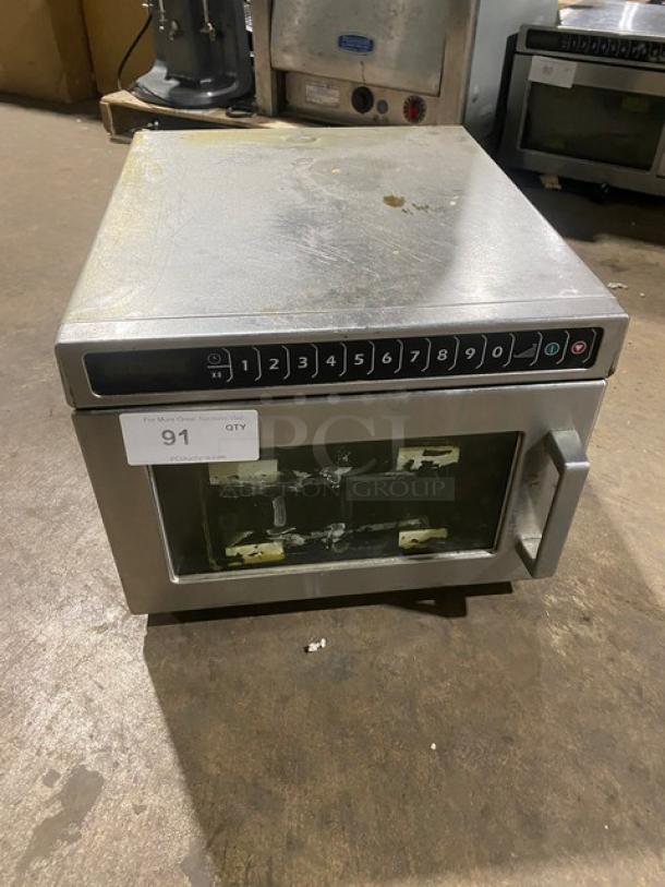 Amana Commercial Stainless Steel Electric Powered Stackable Countertop Heavy Duty Microwave Oven! With One-Touch Programable Controls! Model: HDC182 SN: 1604121928! 208/240V! On Legs! - Image 1 of 8