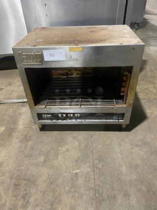 Lang Meltmaster Plus-II Series Commercial Stainless Steel Electric Powered Wall/Countertop Mounted Salamander Broiler/Cheese Melter! With Wire Rack! Model: MM24 SN: D37121! 240V 1 Phase! On Legs!