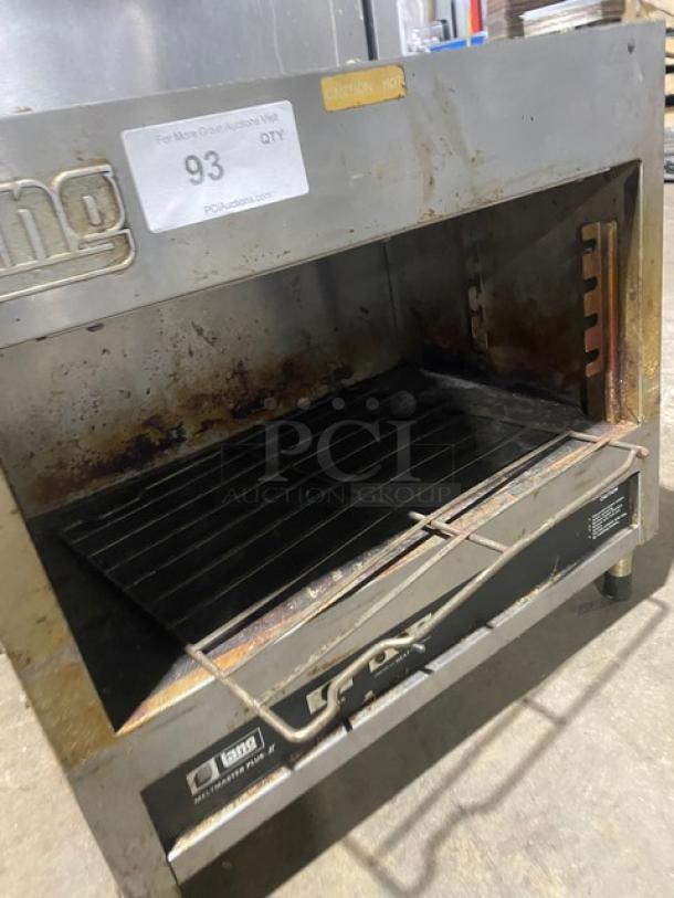 Lang Meltmaster Plus-II Series Commercial Stainless Steel Electric Powered Wall/Countertop Mounted Salamander Broiler/Cheese Melter! With Wire Rack! Model: MM24 SN: D37121! 240V 1 Phase! On Legs! - Image 7 of 8