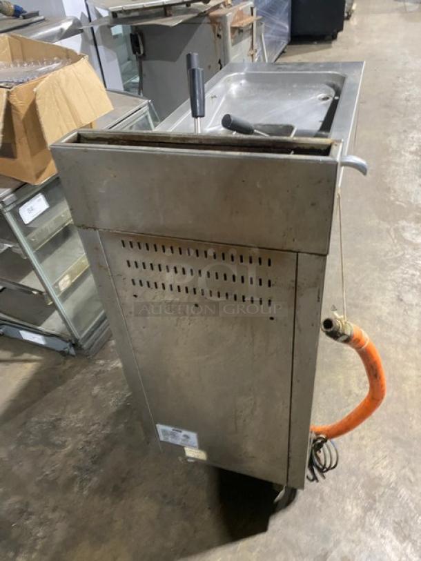 AXIS Commercial Stainless Steel Natural Gas Powered Single Floor Model Pasta Cooker! With Fresh Water Valve & Control Knob! With Back Splash! With Assorted Mesh Baskets! Model: AX-SPG SN: 90MF.406! On Casters! - Image 4 of 10