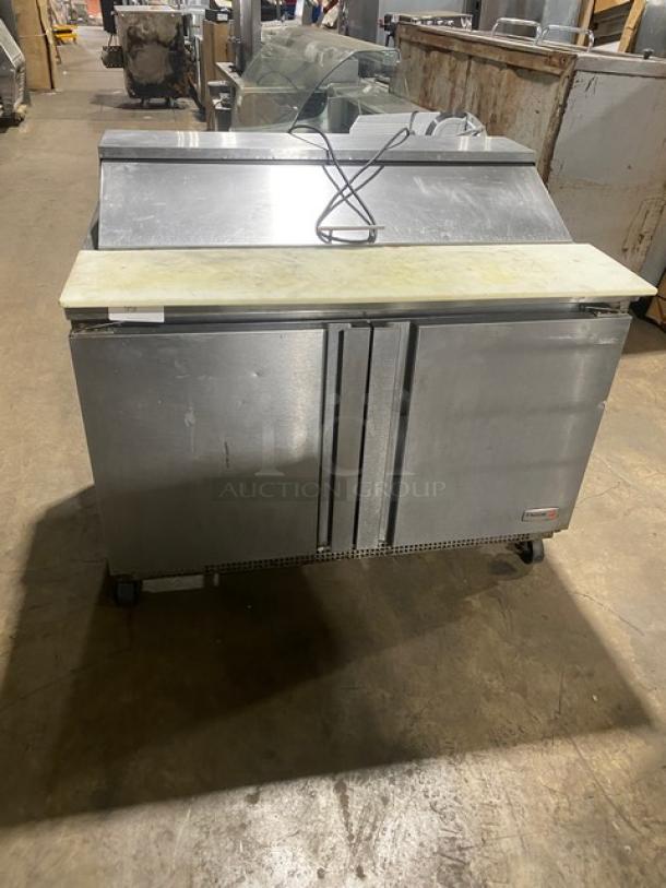 Fagor Commercial Stainless Steel 2 Door Refrigerated Bain Marie Style Mega Top Salad/Sandwich Prep Table! With Removable Cutting Board! Model: FST-48-12 SN: 11100920M! 115V 1 Phase! On Casters! - Image 1 of 9