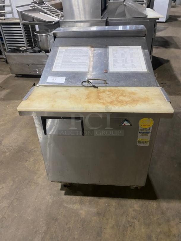 Everest Commercial Stainless Steel Single Door Refrigerated Bain Marie Style Mega Top Salad/Sandwich Prep Table! With Removable Cutting Board! With Poly Coated Wire Rack! Model: EPBR1 SN: EPBR110070008! 115V 1 Phase! On Casters! - Image 1 of 9