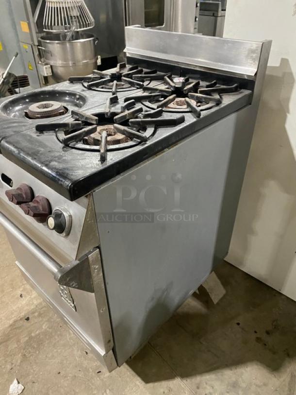 Wolf Commercial Stainless Steel Natural Gas Powered 4 Burner Range/Oven Combo! With Wire Oven Rack! On Legs! - Image 2 of 8