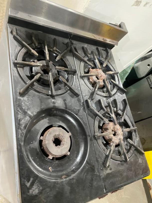 Wolf Commercial Stainless Steel Natural Gas Powered 4 Burner Range/Oven Combo! With Wire Oven Rack! On Legs! - Image 5 of 8