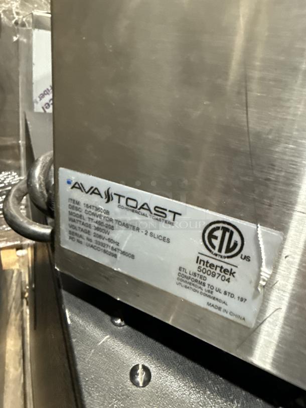 AvaToast Commercial Stainless Steel Electric Powered Countertop Conveyor Toaster! With 3" Opening! Model: TT-450-208 SN: 33327184T3600B! 208V! - Image 6 of 7