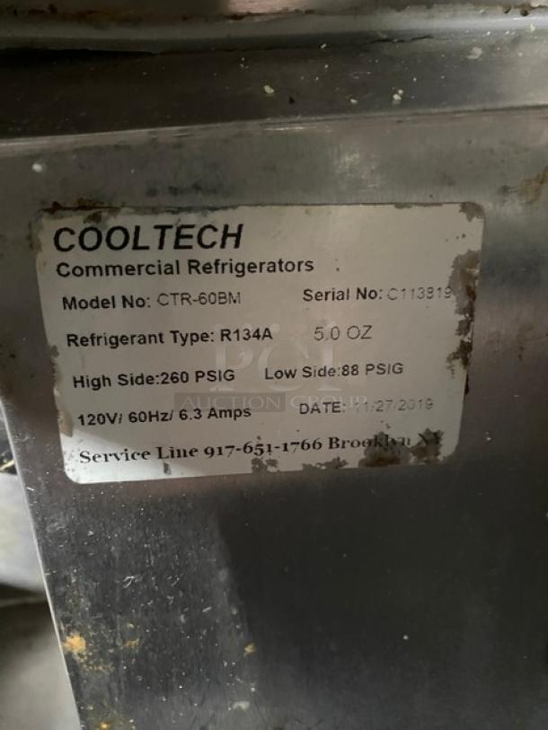 Cooltech Commercial Stainless Steel 2 Door Refrigerated Bain Marie Style Mega Top Salad/Sandwich Prep Table! With Double Overhead Shelves! With Removable Cutting Board! With Poly Coated Wire Rack! Model: CTR-60BM SN: C113819! 120V! On Casters! - Image 11 of 11