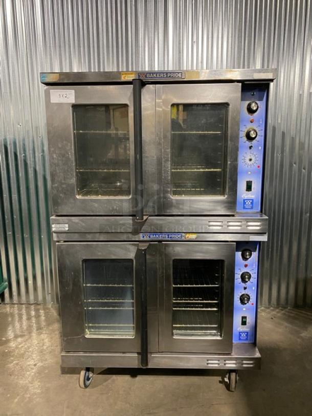 Bakers Pride Cyclone Series Commercial Stainless Steel Electric Powered Double Stacked Convection Oven! Energy Star Certified! With Wire Oven Racks! Model: GDCO-E1 SN: 555361611004! 208V 1 Phase! On Casters! 2X Your Bid Makes One Unit! - Image 1 of 12