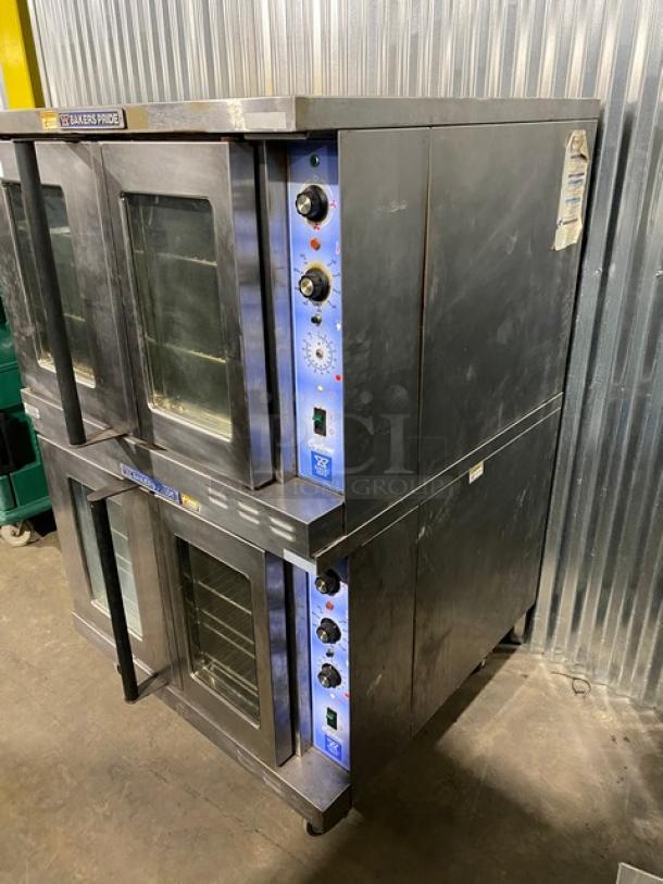Bakers Pride Cyclone Series Commercial Stainless Steel Electric Powered Double Stacked Convection Oven! Energy Star Certified! With Wire Oven Racks! Model: GDCO-E1 SN: 555361611004! 208V 1 Phase! On Casters! 2X Your Bid Makes One Unit! - Image 2 of 12