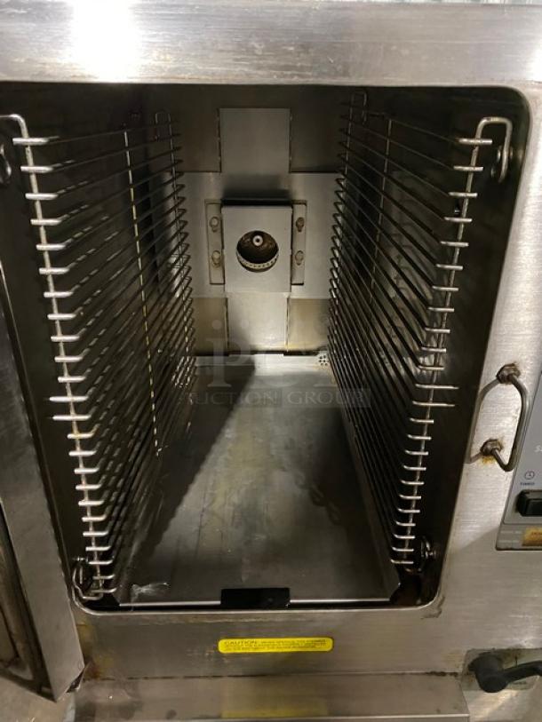 Cleveland Range SteamChef Series Commercial Stainless Steel Natural Gas Powered Countertop Convection Steamer! Energy Star Certified! With Built-In Pan Holding Rack! Model: 22CGT6.1 SN: 1310230000068! 120V 1 Phase! On Legs! - Image 5 of 11
