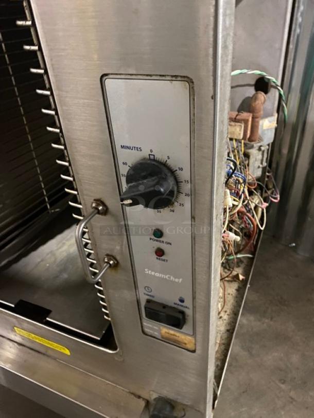 Cleveland Range SteamChef Series Commercial Stainless Steel Natural Gas Powered Countertop Convection Steamer! Energy Star Certified! With Built-In Pan Holding Rack! Model: 22CGT6.1 SN: 1310230000068! 120V 1 Phase! On Legs! - Image 6 of 11
