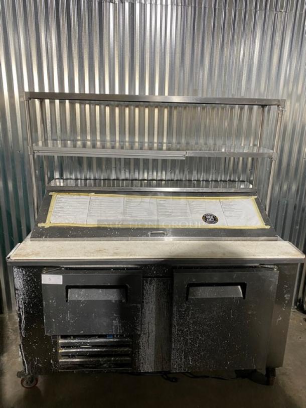 Cooltech Commercial Stainless Steel 2 Door Refrigerated Bain Marie Style Mega Top Salad/Sandwich Prep Table! With Double Overhead Shelves! With Removable Cutting Board! With Poly Coated Wire Rack! Model: CTR-60BM SN: C113819! 120V! On Casters! - Image 1 of 11