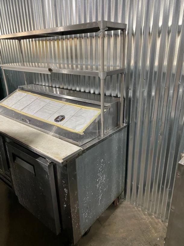 Cooltech Commercial Stainless Steel 2 Door Refrigerated Bain Marie Style Mega Top Salad/Sandwich Prep Table! With Double Overhead Shelves! With Removable Cutting Board! With Poly Coated Wire Rack! Model: CTR-60BM SN: C113819! 120V! On Casters! - Image 2 of 11