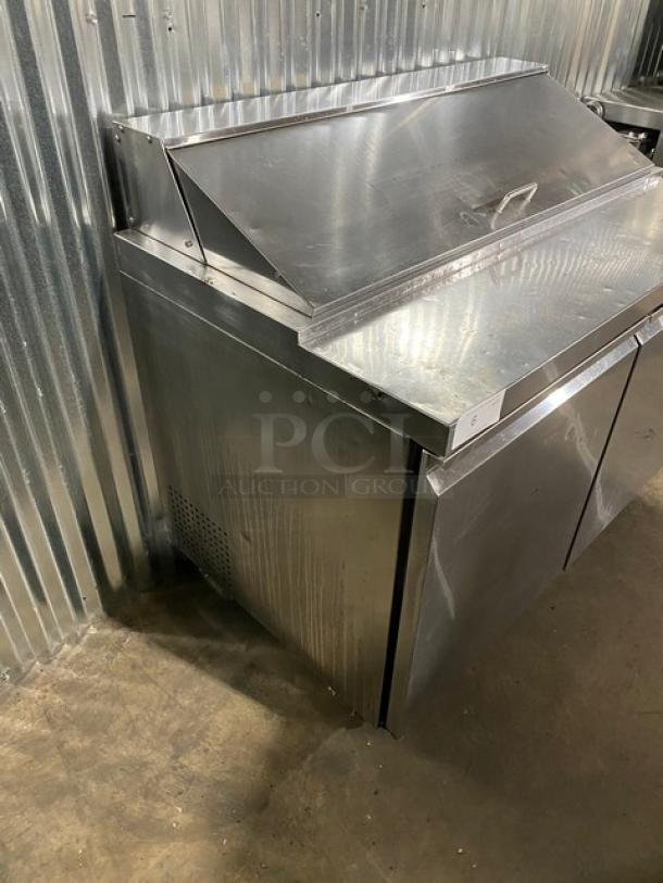 Spartan Commercial Stainless Steel 2 Door Refrigerated Bain Marie Style Mega Top Salad/Sandwich Prep Table! With Poly Coated Wire Racks! Model: SST-48! 115V! On Casters! - Image 2 of 11