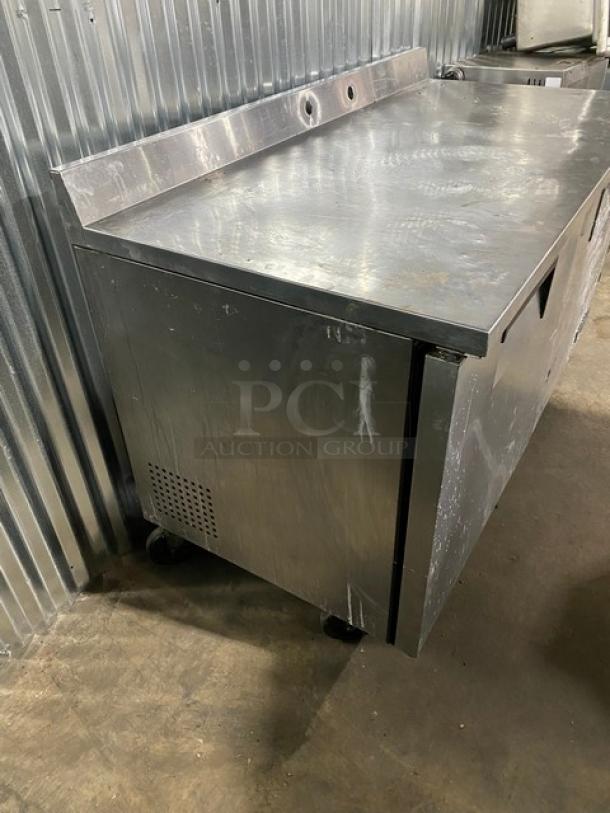 True Commercial Stainless Steel Solid 2 Door Worktop Refrigerator! With Back Splash! With Poly Coated Wire Racks! Model: TWT-60 SN: 8711032! 115V 1 Phase! On Casters! - Image 2 of 11