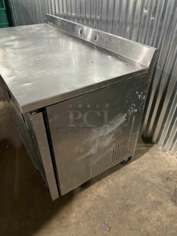 True Commercial Stainless Steel Solid 2 Door Worktop Refrigerator! With Back Splash! With Poly Coated Wire Racks! Model: TWT-60 SN: 8711032! 115V 1 Phase! On Casters! - Image 4 of 11