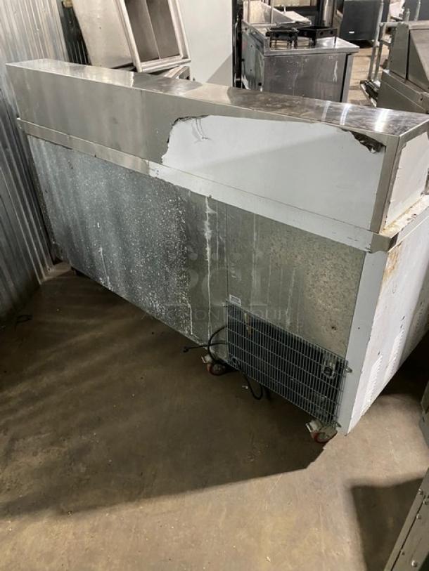 Leader! 2021 Late Model! Commercial Stainless Steel 3 Door Refrigerated Bain Marie Style Mega Top Salad/Sandwich Prep Table! With Poly Coated Wire Racks! Model: NLM72 SN: NE06R1791! 115V 1 Phase! On Casters! - Image 3 of 11