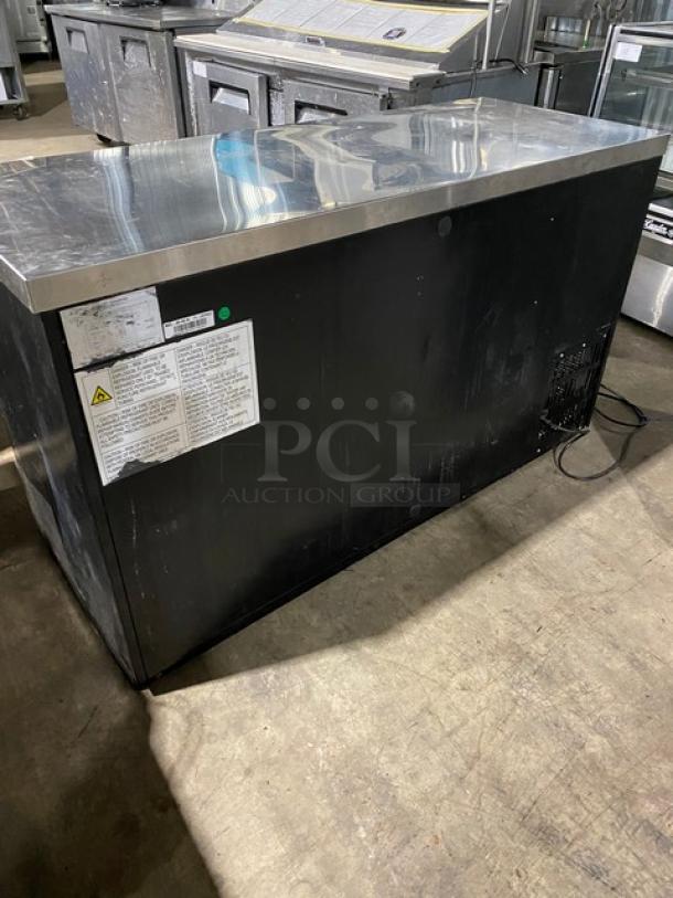 L & J NY Commercial Black Double Glass Door Refrigerated Back Bar Beverage Cooler! With Stainless Steel Worktop! With Poly Coated Wire Racks! Model: JBB-60G-SD SN: LJR190227! - Image 3 of 10
