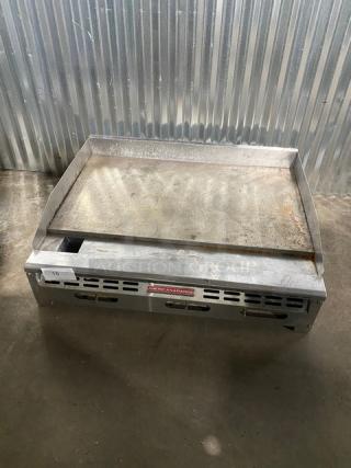 American Range Commercial Stainless Steel Natural Gas Powered Countertop Flat Griddle! With Back & Side Splash! With Legs!