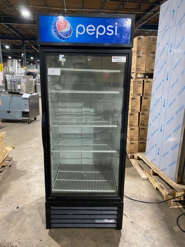 True Pepsi Style Commercial Single Glass Door Reach In Merchandiser Refrigerator! With Poly Coated Wire Racks! Model: GDM-26-HC~TSL01 SN: 9224248! 115V 1 Phase! - Image 1 of 8