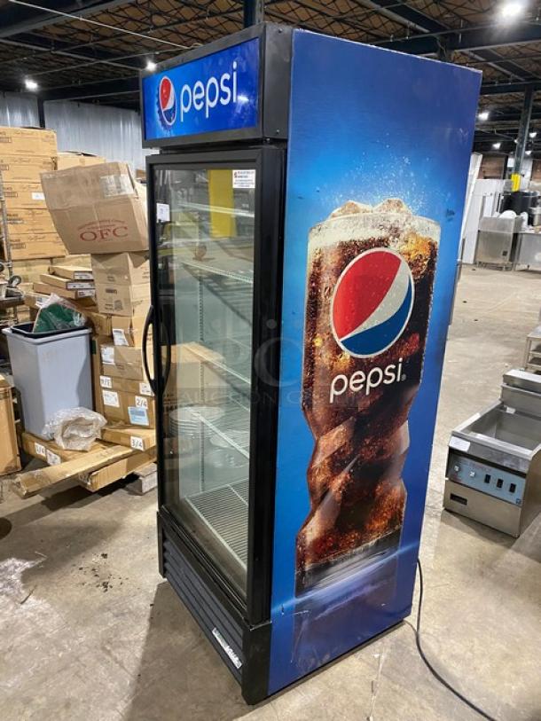 True Pepsi Style Commercial Single Glass Door Reach In Merchandiser Refrigerator! With Poly Coated Wire Racks! Model: GDM-26-HC~TSL01 SN: 9224248! 115V 1 Phase! - Image 4 of 8