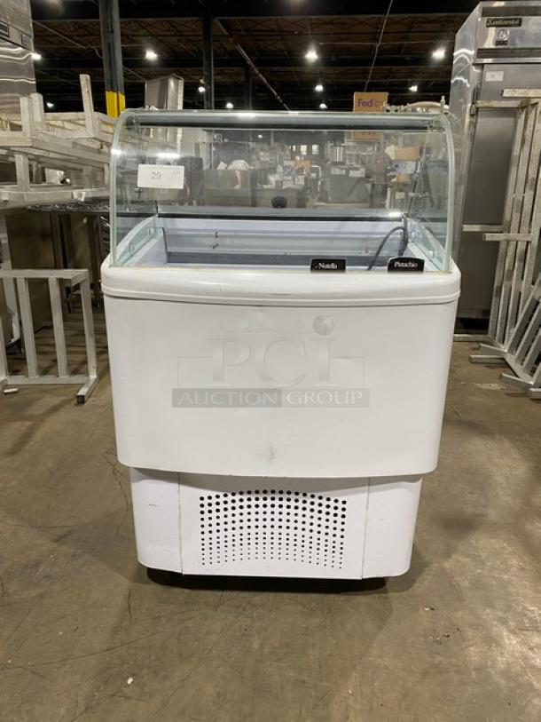 Antartika Commercial White Free-Standing Frozen Yogurt/Ice Cream Dipping Cabinet! With Sneeze Guard! Model: CONO 4+4! 115V! On Casters! - Image 1 of 11