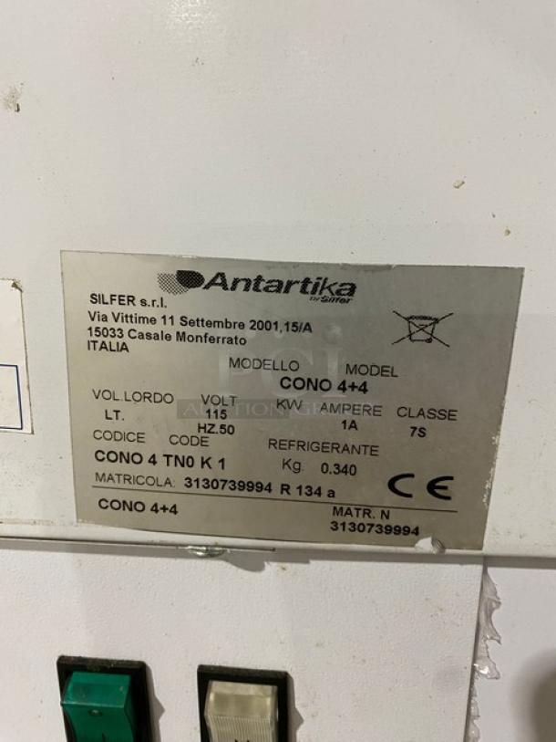 Antartika Commercial White Free-Standing Frozen Yogurt/Ice Cream Dipping Cabinet! With Sneeze Guard! Model: CONO 4+4! 115V! On Casters! - Image 8 of 11