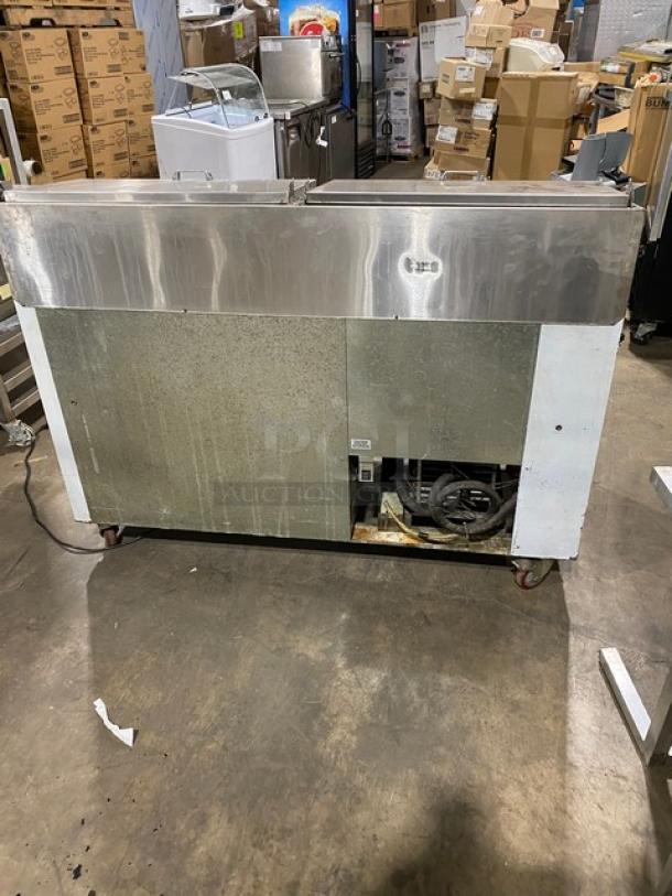 Leader Commercial Stainless Steel 2 Door Refrigerated Bain Marie Style Mega Top Pizza Prep Table! With Poly Coated Wire Rack! On Casters! - Image 3 of 11