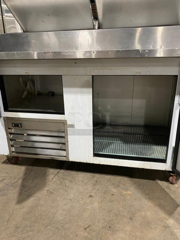 Leader Commercial Stainless Steel 2 Door Refrigerated Bain Marie Style Mega Top Pizza Prep Table! With Poly Coated Wire Rack! On Casters! - Image 6 of 11