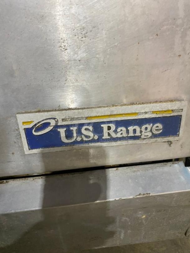 U.S. Range Commercial Stainless Steel Natural Gas Powered 6 Burner Range/Oven Combo! With Backsplash & Overhead Salamander Shelf! On Casters! - Image 8 of 11