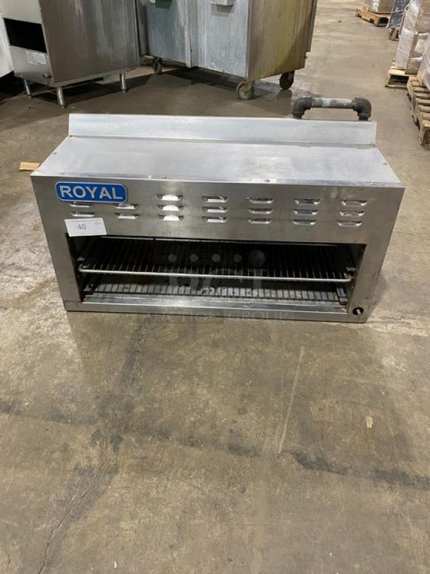 Royal Commercial Stainless Steel Natural Gas Powered Overhead Salamander Broiler/Cheese Melter! With Wire Oven Rack! - Image 1 of 8