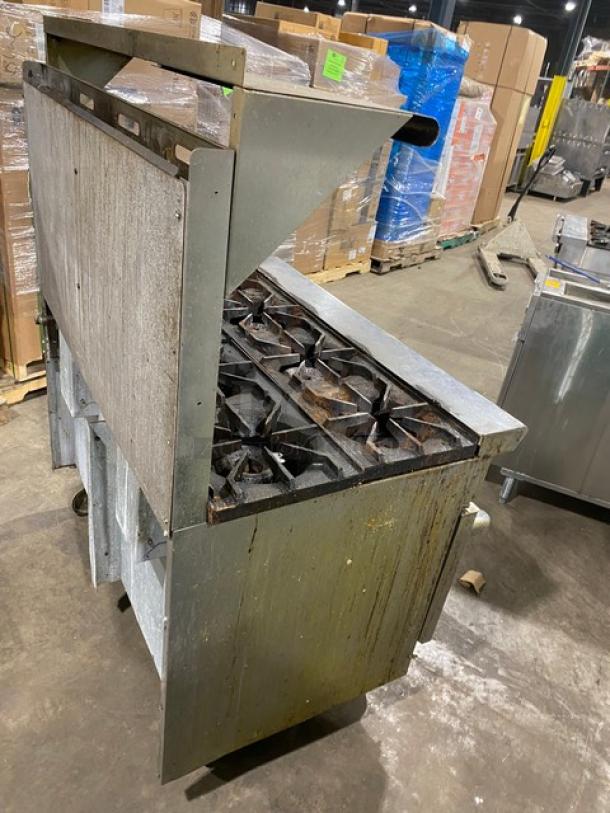 American Range Commercial Stainless Steel Natural Gas Powered 8 Burner Range/Double Oven Combo! With Back Splash & Overhead Salamander Shelf! With Wire Oven Racks! On Casters! - Image 4 of 11