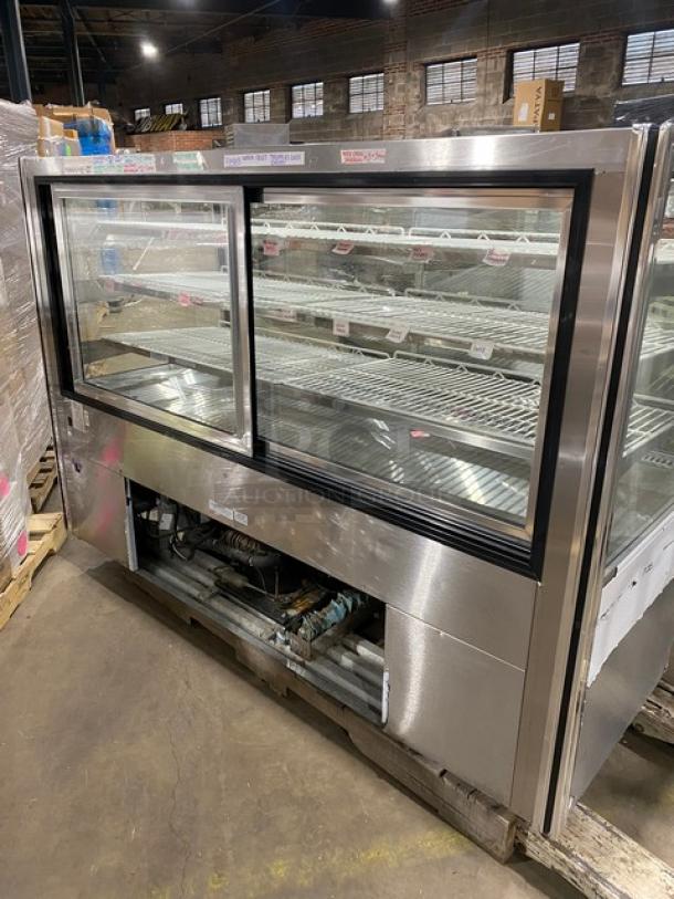 Leader Commercial Stainless Steel Straight Glass Refrigerated 3-Tier Bakery Merchandiser Display Showcase! With Adjustable Poly Coated Racks! With Rear Sliding Glass Doors! Model: HBK77 S/C SN: PU04M0094! 115V 1 Phase! - Image 3 of 10