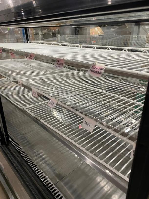 Leader Commercial Stainless Steel Straight Glass Refrigerated 3-Tier Bakery Merchandiser Display Showcase! With Adjustable Poly Coated Racks! With Rear Sliding Glass Doors! Model: HBK77 S/C SN: PU04M0094! 115V 1 Phase! - Image 6 of 10