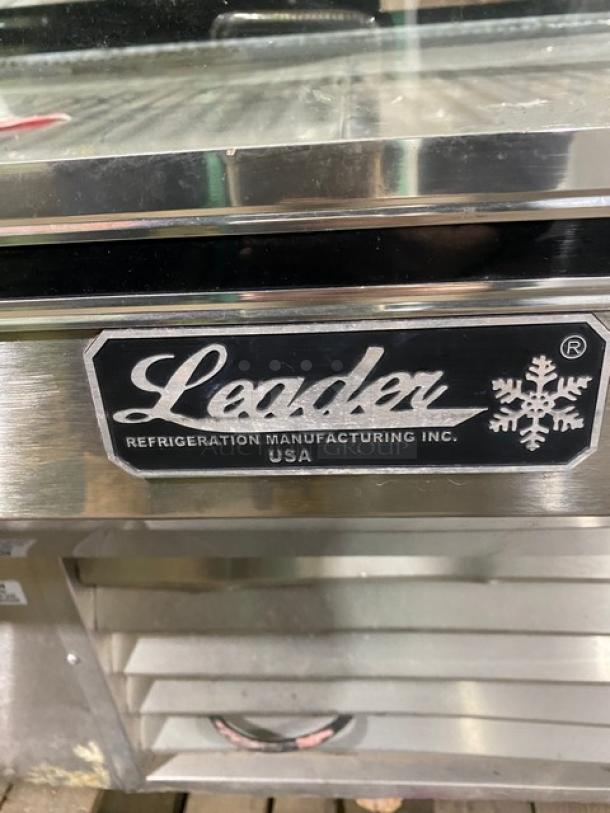Leader Commercial Stainless Steel Straight Glass Refrigerated 3-Tier Bakery Merchandiser Display Showcase! With Adjustable Poly Coated Racks! With Rear Sliding Glass Doors! Model: HBK77 S/C SN: PU04M0094! 115V 1 Phase! - Image 7 of 10