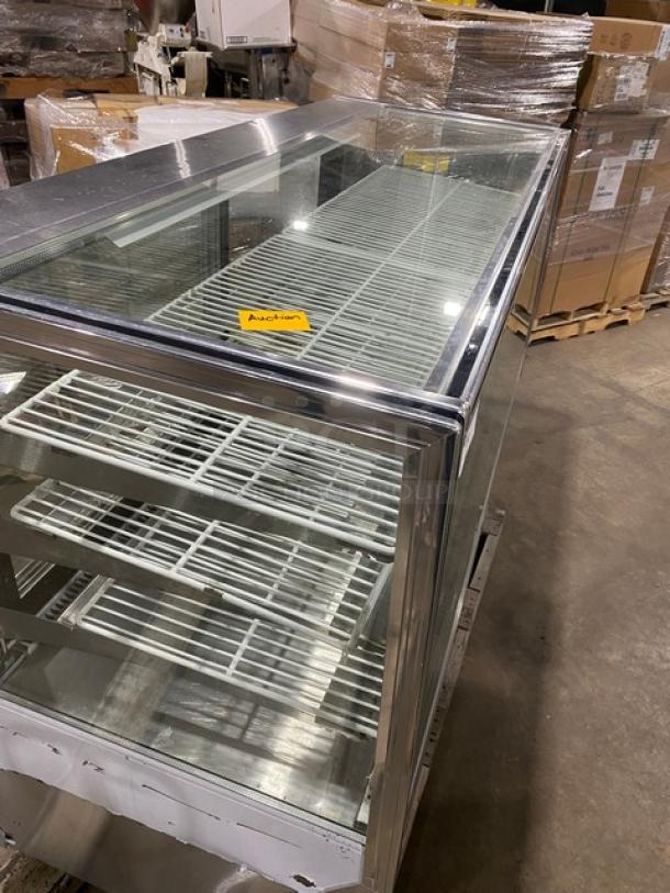 Leader Commercial Stainless Steel Straight Glass Refrigerated 3-Tier Bakery Merchandiser Display Showcase! With Adjustable Poly Coated Racks! With Rear Sliding Glass Doors! Model: HBK77 S/C SN: PU04M0094! 115V 1 Phase! - Image 10 of 10