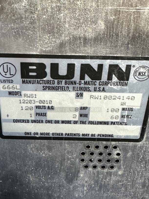 One Bunn Coffee Pot Warmer Model# RWS1 120 Volts Black Satin Nickel Legs 8X9X8 - Image 3 of 4