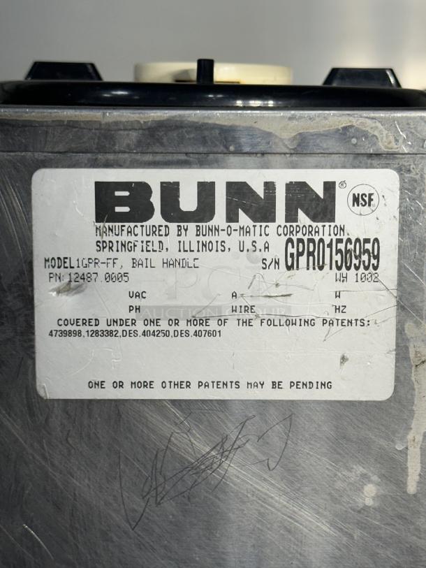 One Bunn Portable Coffee Server, 1 Gallon Model# 1GPR-FF Pail Handle 7X13X8 - Image 2 of 2