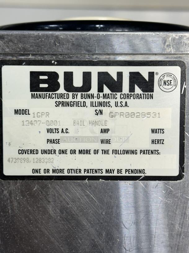 One Bunn Portable Coffee Server, 1 Gallon, Model # 1GPR, Pail Handle, 7X13X8 - Image 2 of 2