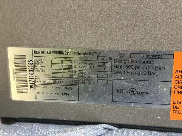 N&W Global Vending Coffee Brewer, Model# C110NG/SF0N202, 120Volts, powered on when tested, 10.5X20.5X31 - Image 5 of 5