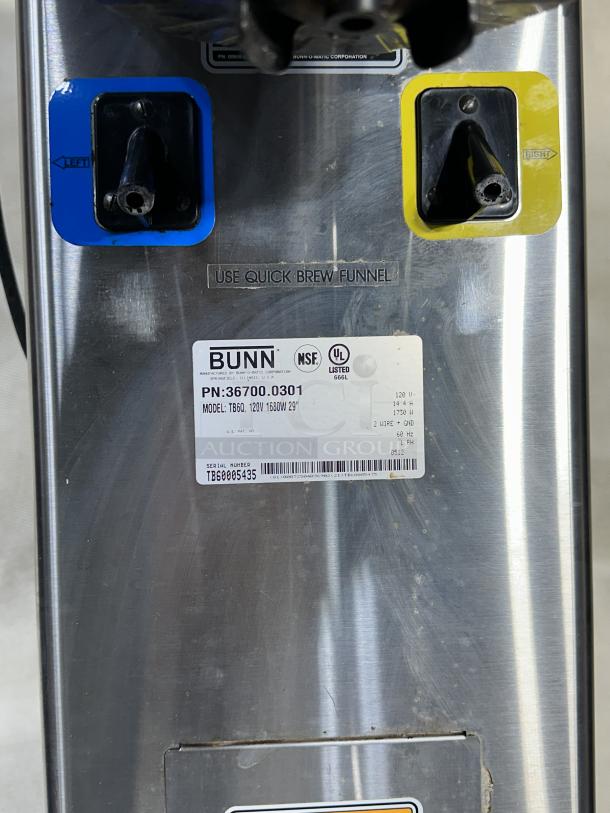 One Bunn Twin Iced Tea Brewer, 13 Gallon, Model# TB6Q, 120 Volts powered on when tested. 11X83X35 - Image 3 of 3