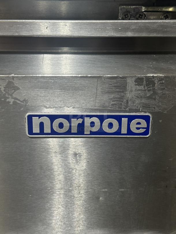 Norpole NP2R-PT 71" Two Section Refrigerated Pizza Prep Table w/ 2 Doors, (9) 1/3 Pans Pizza Prep Table, two-section, 16 cu. ft., (2) solid doors, (9) 1/3 pans capacity (pans included), LED digital temperature display, (2) PVC coated adjustable shelves, 3/4" thick cutting board, heavy-duty caster wheels, stainless steel exterior & interior, aluminum back panel, self-contained refrigeration, side mounted compressor, R290 refrigerant, 1/5 HP, 115v/60/1-ph, 9.8 amps, NEMA 5-15P, cETLus, ETL-Sanitation - Image 4 of 6
