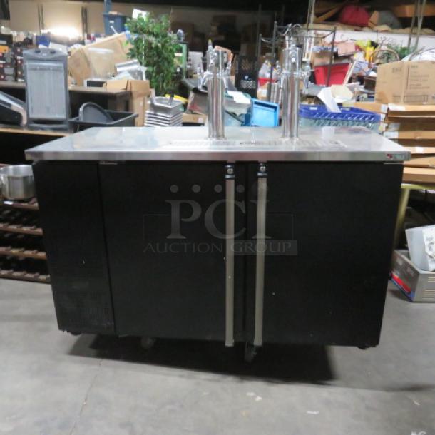 One Micromatic 2 Door Kegorator With 2 Tower, With 6 Taps.  Model# MDD-58 E.  115 Volt. 6X29X53 - Image 1 of 3