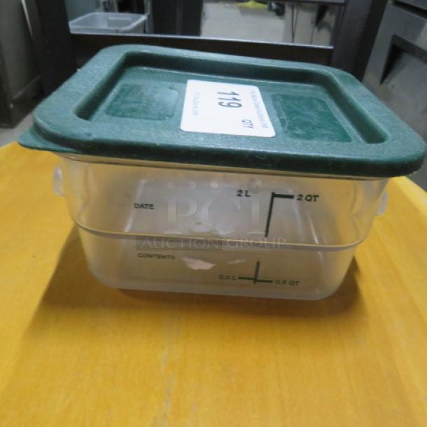 One 2 Quart Food Storage Container With Lid. - Image 1 of 1