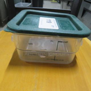 One 2 Quart Food Storage Container With Lid.