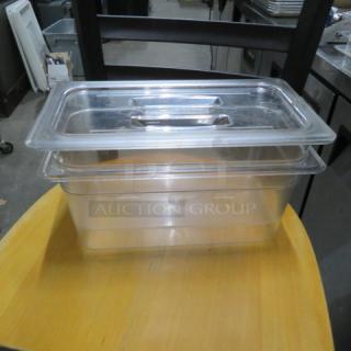 1/3 Size 6 Inch Deep Food Storage Container With Lid. 2XBID