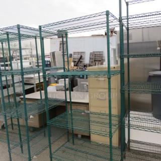 One Green Metro Shelf With 4 Shelves. 36X24X75